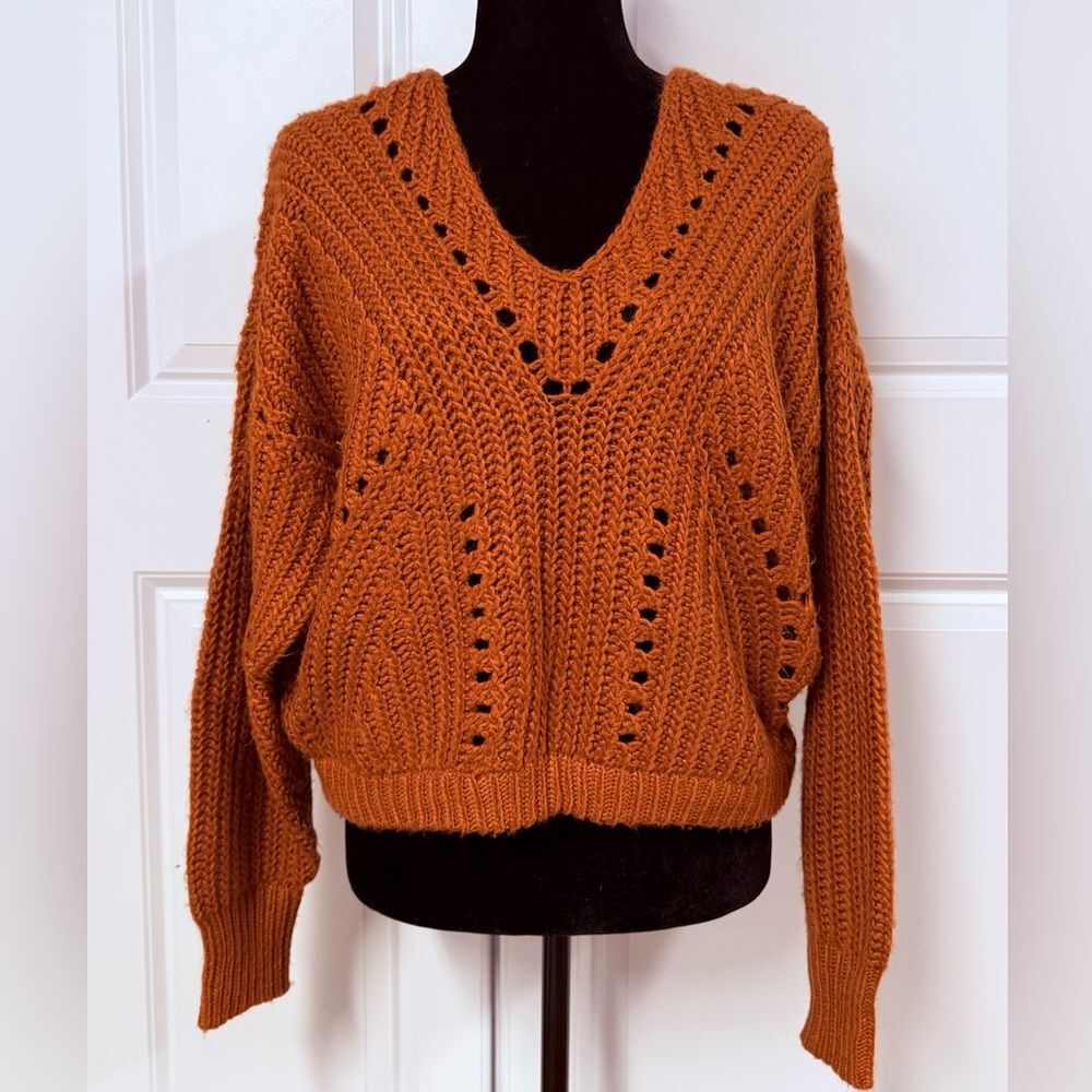 Aeropostale Open Knit V-Neck Sweater